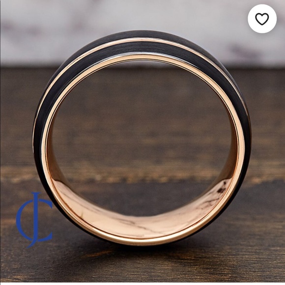 Black and Gold Men’s Wedding Band in Tungsten Carbide Ring - Picture 3 of 6